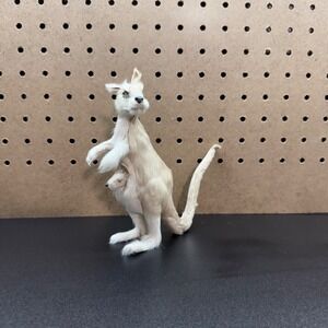 Vintage Kangaroo/wallaby with baby joey in pouch figurine real fur
